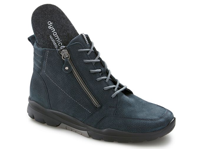 Waldl&auml;ufer, gef&uuml;tterte Damen-Stiefeletten, Winterschuhe, Weite H, mit herausnehmbarem Fu&szlig;bett DUNKELBLAU