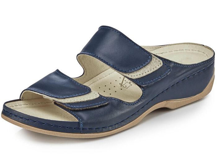 ELENA EDEN Pantolette mit Kontrast-Eins&auml;tzen MARINE