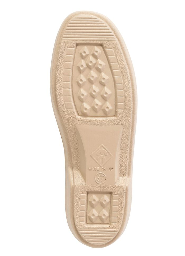 Slipper aus elastischem Strickmaterial mit Schn&uuml;rung GOLDBEIGE