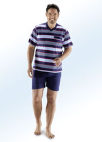 Zweierpack Shortys mit V-Ausschnitt, Brusttasche, garngef&auml;rbtem Ringeldessin 