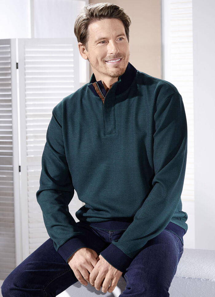 Stehkragen-Shirt in 3 Farben GRÜN-MARINE