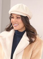 Seeberger, Damen-Ballonm&uuml;tze mit schmalem Schirm WOLLWEISS