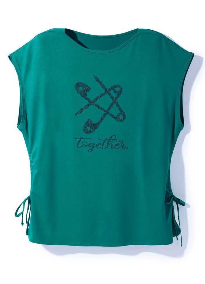 Shirt mit seitlicher Raffung durch Bindeband in 2 Farben PETROL