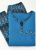 Zweierpack Schlafanz&uuml;ge mit Brusttasche und Knopfleiste 1X PINK,1X BLAU