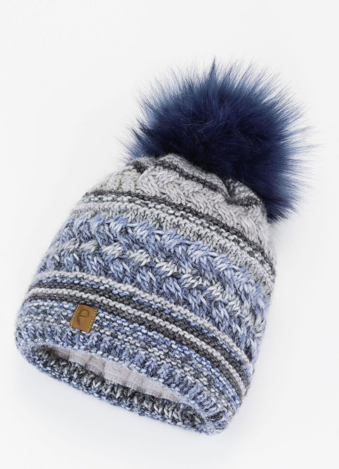 Interessante Damen-Mütze, mit Bommel BLAU