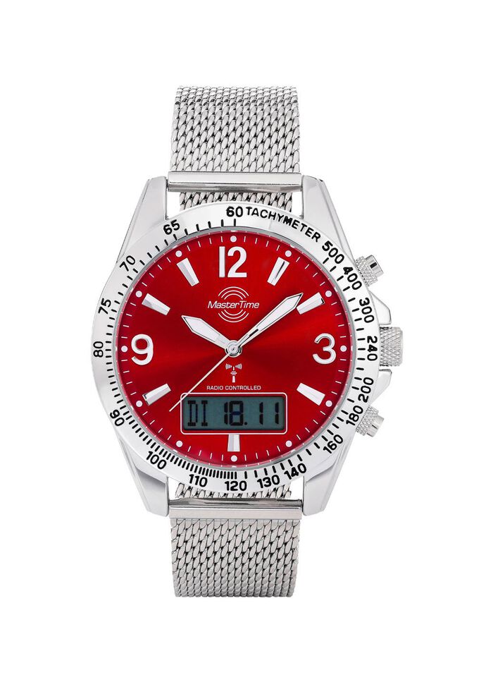 Funk-Herrenuhr mit Funktionen in rot 