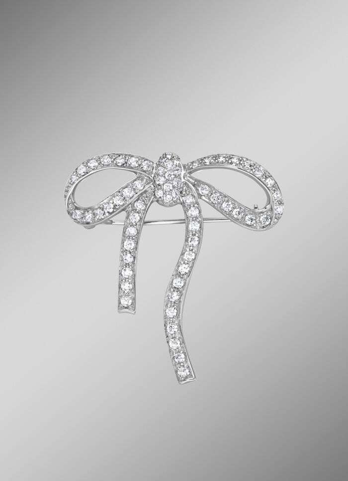 Anstecknadel Schleife mit synth. Zirkonia 