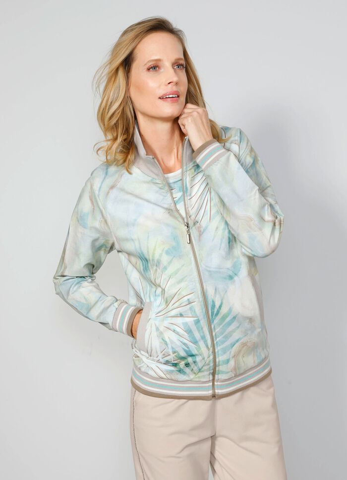 Sweatjacke mit floralem Motiv 