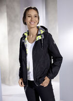 Funktions-Wendejacke mit im Kragen integrierter Kapuze 