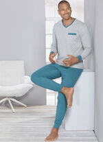 Schlafanzug mit V-Ausschnitt und B&uuml;ndchenabschl&uuml;ssen 