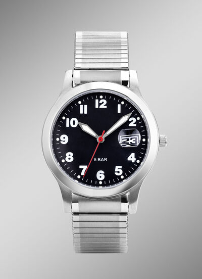 Para-Quartz-Herrenuhr mit Edelstahlzugband 