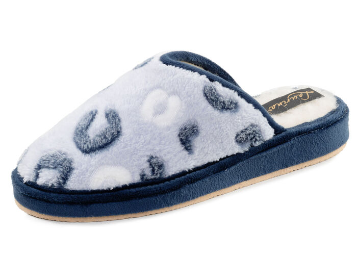 Laurina, gefütterte Damen-Hausschuhe, mit Schurwolle BLAU