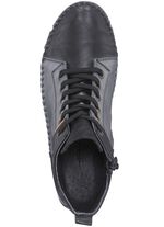 Gemini Mokassin-Schn&uuml;r-Bootie mit Knitter-Struktur SCHWARZ-GRAU