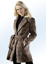 Kurzmantel mit G&uuml;rtel und Reverskragen 