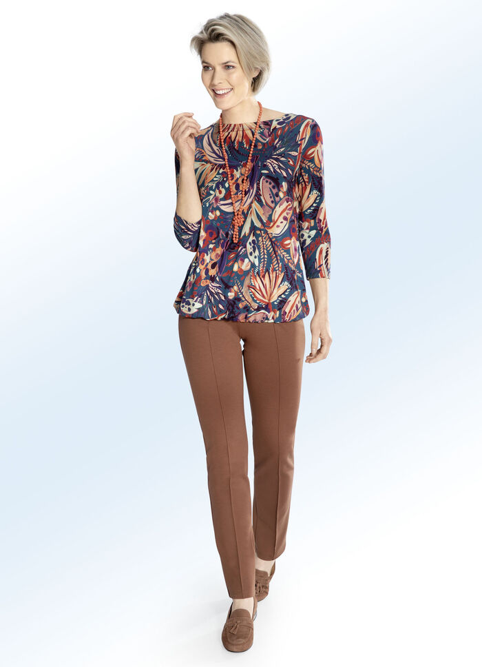 Jerseyhose mit höherem, elastischem Formbund COGNAC