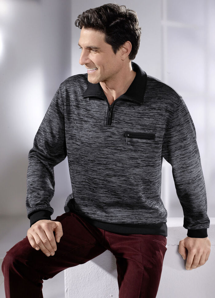 Troyer mit kurzem Reißverschluss GRAU MELIERT