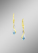 Ohrringe mit  Brillanten und echt Blautopas 