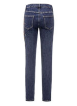 Edel-Jeans mit handbemalten, floralen Motiven 