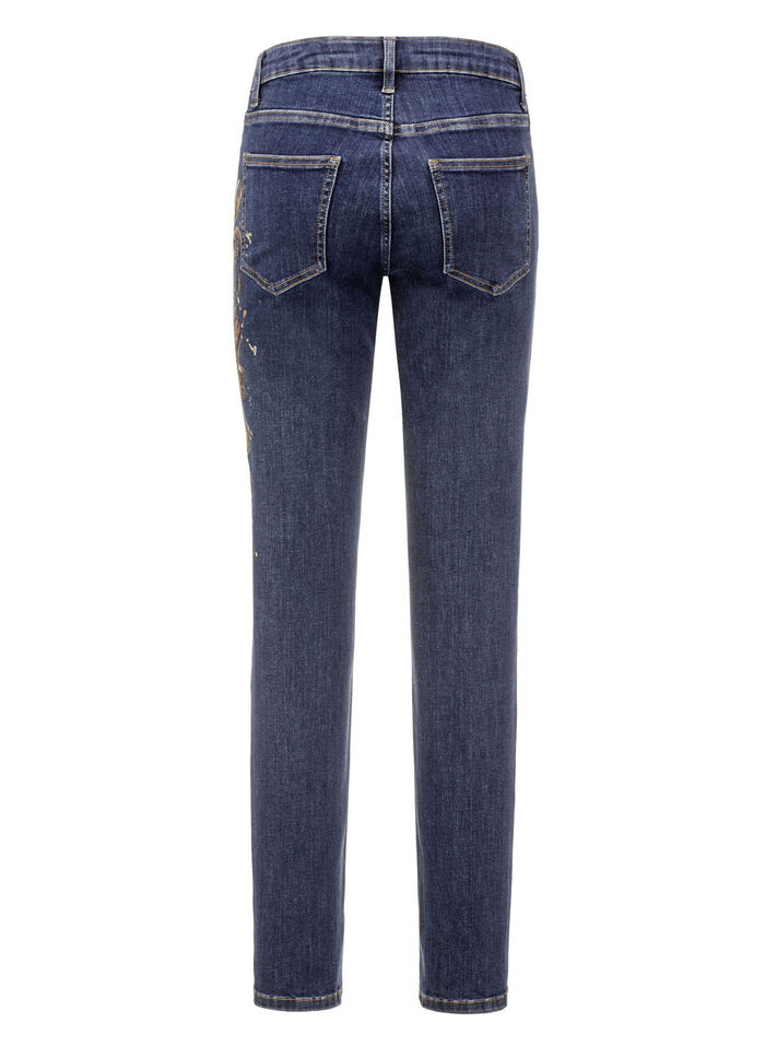 Edel-Jeans mit handbemalten, floralen Motiven 