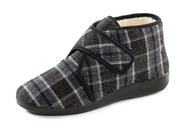 Stiefelette aus kariertem Textilmaterial 