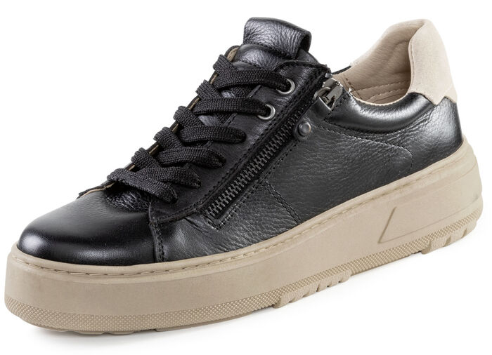 ELENA EDEN Schnürschuh mit Velour-Besatz SCHWARZ-BEIGE