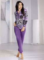 Schlafanzug, Knopfleiste, lange &Auml;rmel und lange Hose 