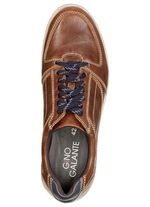 GINO GALANTE, klassische Herren-Schnürschuhe, mit blauem Besatz COGNAC