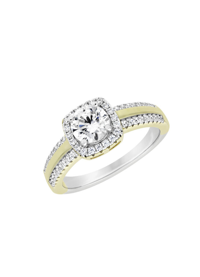 Damenring im Bicolor-Design mit synth. Zirkonia 