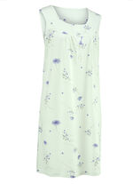 Zweierpack Nachthemden mit breiten Trägern und Knopfleiste 1X PASTELLGRÜN-BUNT, 1X BLEU-BUNT