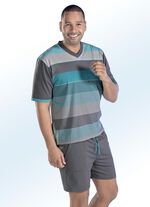 Hajo Klima Komfort Shorty mit V-Ausschnitt und garngef&auml;rbtem Ringeldessin 