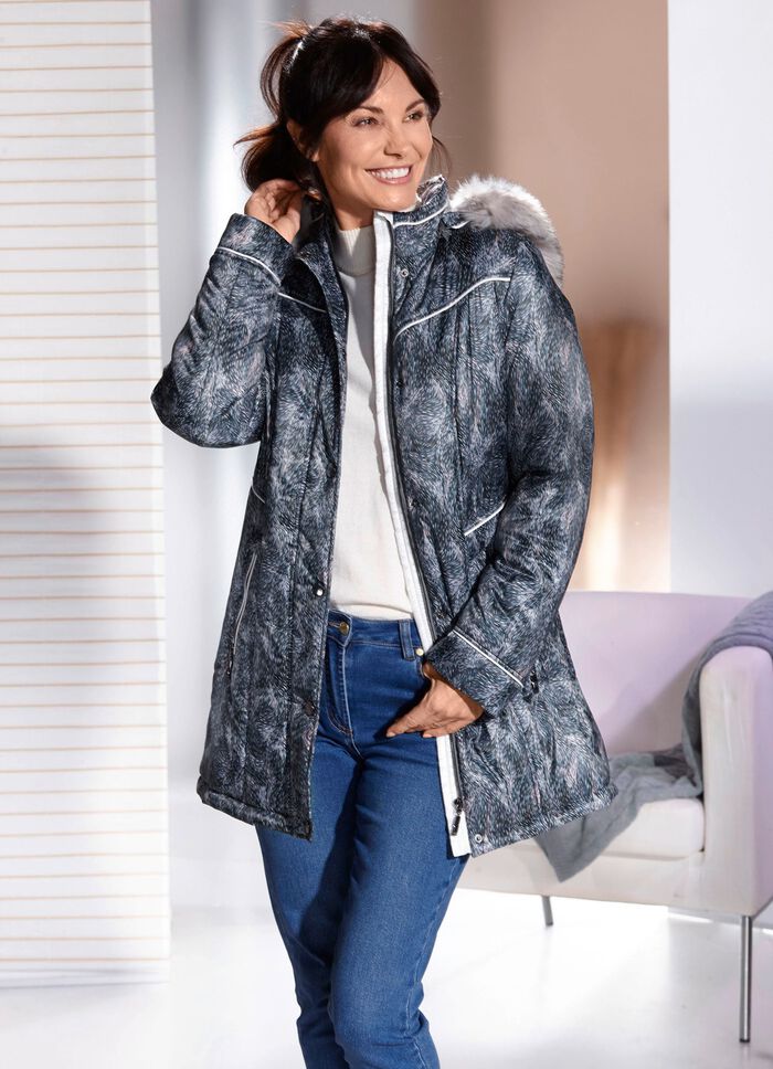 Longjacke mit abnehmbarer Kapuze 