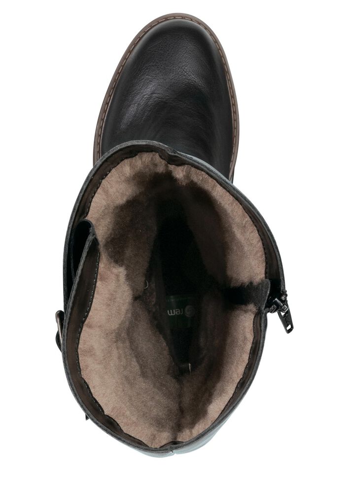Remonte, gef&uuml;tterte Damen-Stiefel, Winterschuhe, Weite G, mit Lammfell SCHWARZ