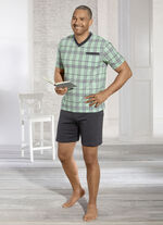 Shorty mit V-Ausschnitt und Brusttasche 