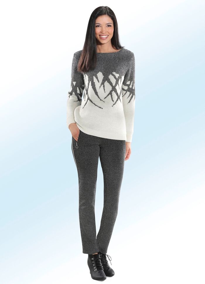 Hose mit effektvoll funkelndem Zierband 