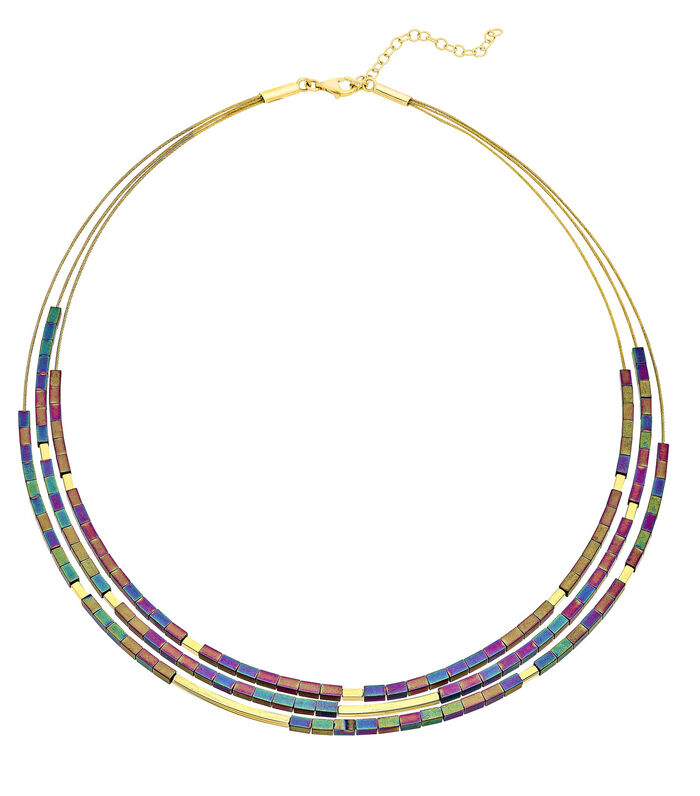 3-reihige Halskette mit echt buntem Hämatit 