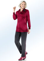 Hose mit trendiger Kontrastpaspel SCHWARZ-ROT