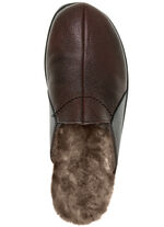 Gef&uuml;tterte Herren-Hausschuhe, mit Lammfell BORDEAUX-SCHWARZ