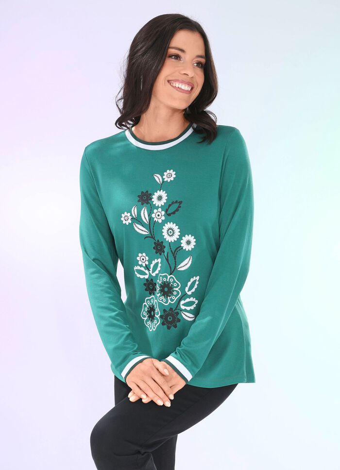 Shirt mit Kontrast-Druck in 2 Farben GRÜN