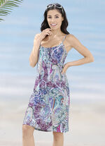 Laurina Kleid mit farbbrillantem Druckdessin und Spaghettiträgern 