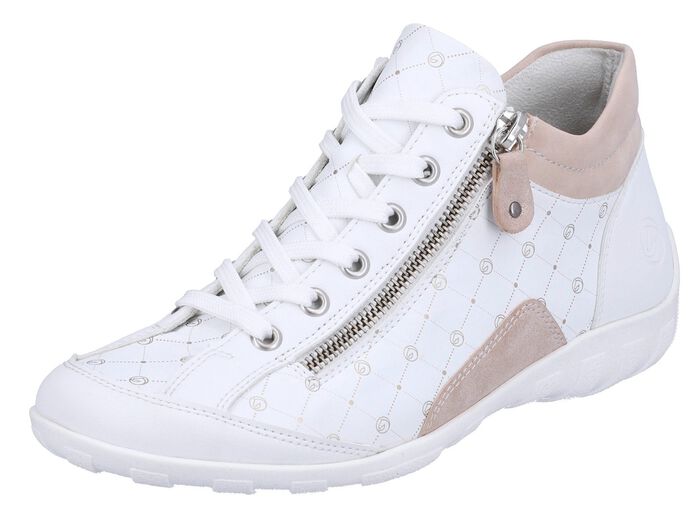 Remonte Schn&uuml;r-Bootie aus bedrucktem und metallisch schimmerndem Synthetikmaterial 