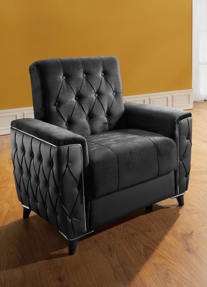 Polsterm&ouml;bel mit Bettkasten und Liegefunktion SCHWARZ