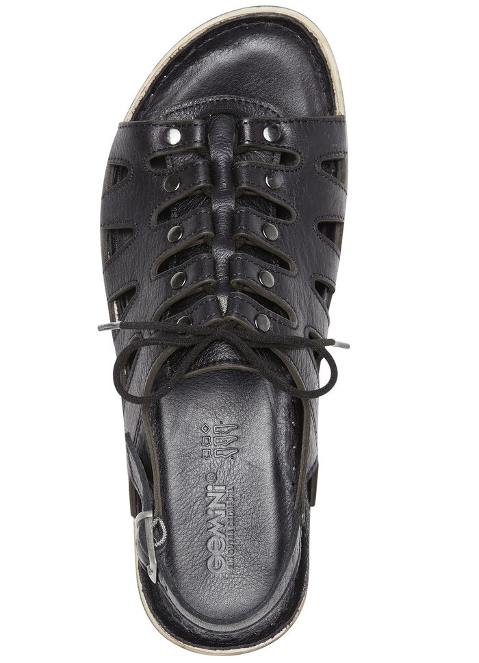 Gemini Sandale mit elastischer Zierschn&uuml;rung SCHWARZ