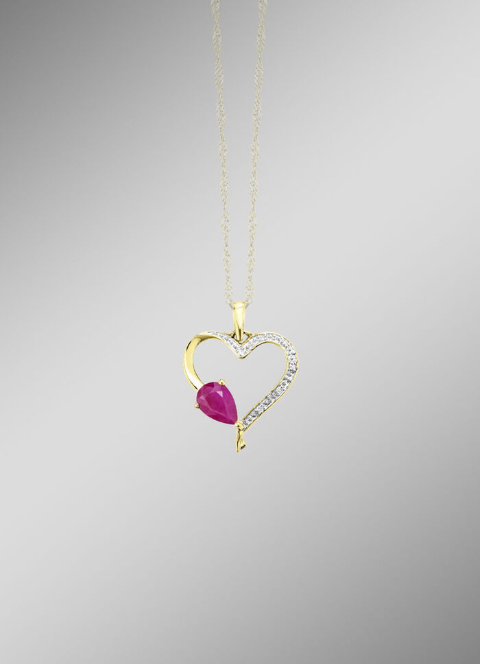 Glänzendes Herz – Anhänger mit echt Rubin 