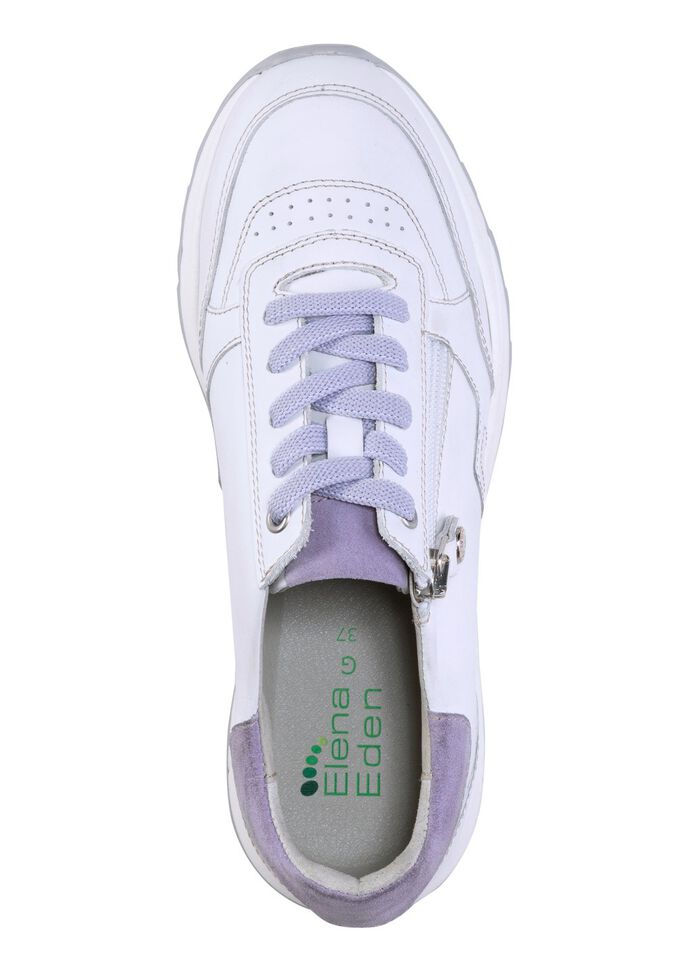 ELENA EDEN Schn&uuml;rschuh aus Nappaleder mit Velours-Bes&auml;tzen WEISS-FLIEDER