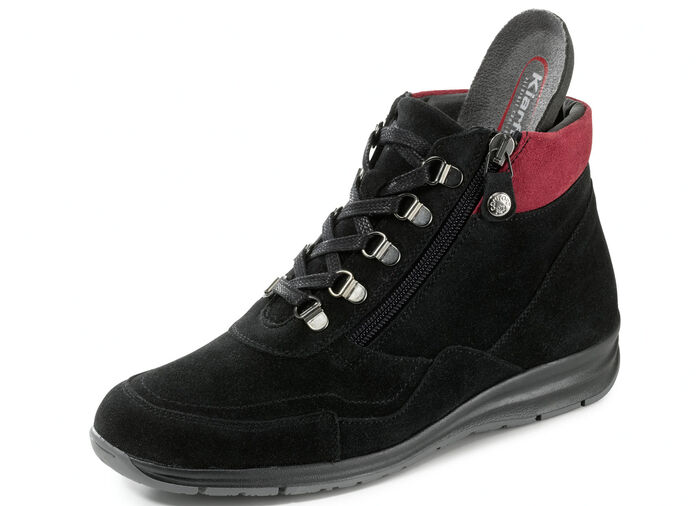 Schnür-Bootie mit praktischem Seiteneißverschluss SCHWARZ-ROT