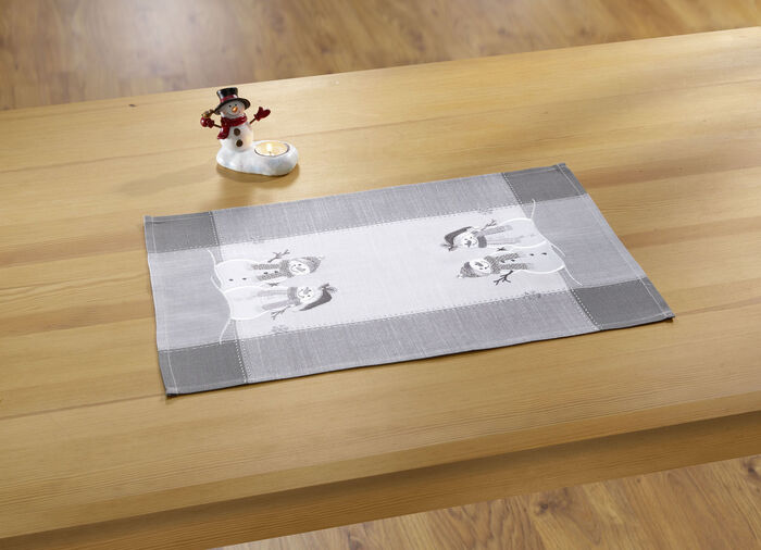 Tisch- und Raumdekoration in Leinenoptik WEISS-GRAU