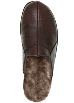 Gef&uuml;tterte Herren-Hausschuhe, mit Lammfell BORDEAUX-SCHWARZ