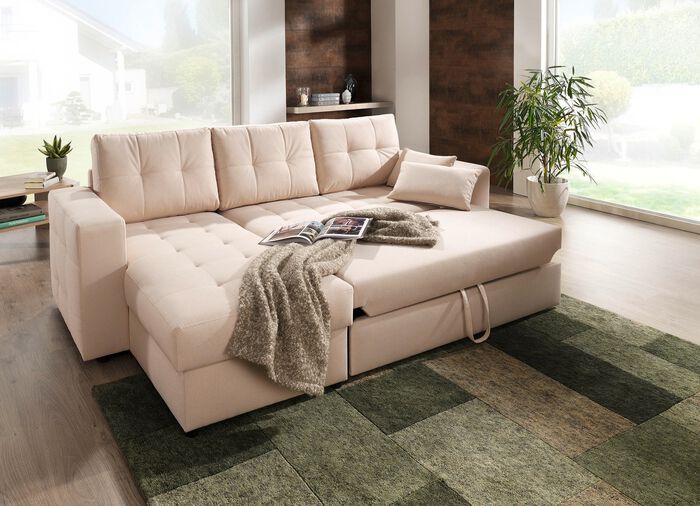 Polsterm&ouml;bel mit Bettfunktion verschiedene Ausf&uuml;hrungen BEIGE