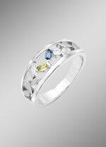 Damenring mit echt Peridot, Blautopas, beh., und synth. Zirkonia 