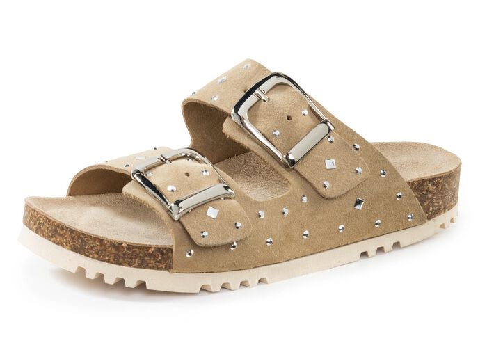 ELENA EDEN Pantolette mit angesagtem Nietenbesatz BEIGE